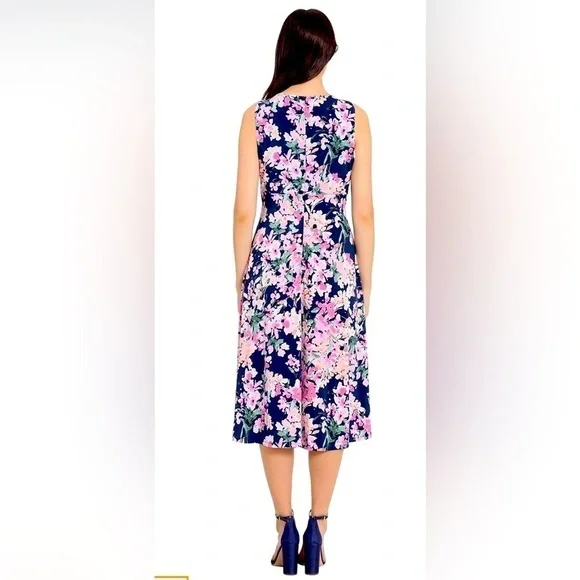 NWT London Times Petite Floral  Sleeveless A-line Midi Dress  Size 10P MSRP $108 - Picture 2 of 8